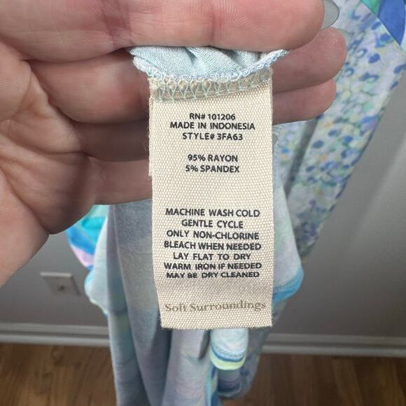 Soft Surroundings Stella Dress Women MP Painterly Blue Floral Maxi Spring Art - Picture 8 of 8